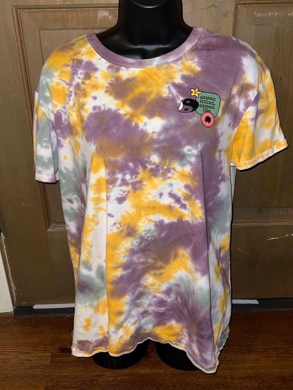 Empyre Tie Dye Hippie Green Life Colorful Graphic Short Sleeve Shirt Size L